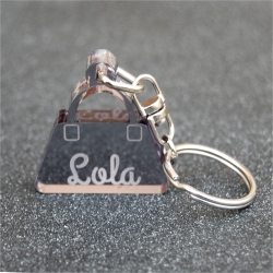 Porte clés petit sac fumé gris